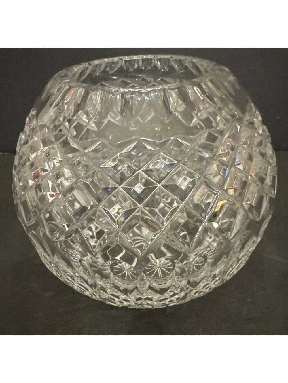 Gorgeous Detailed Clear Cut Crystal Rose Bowl Vase 6
